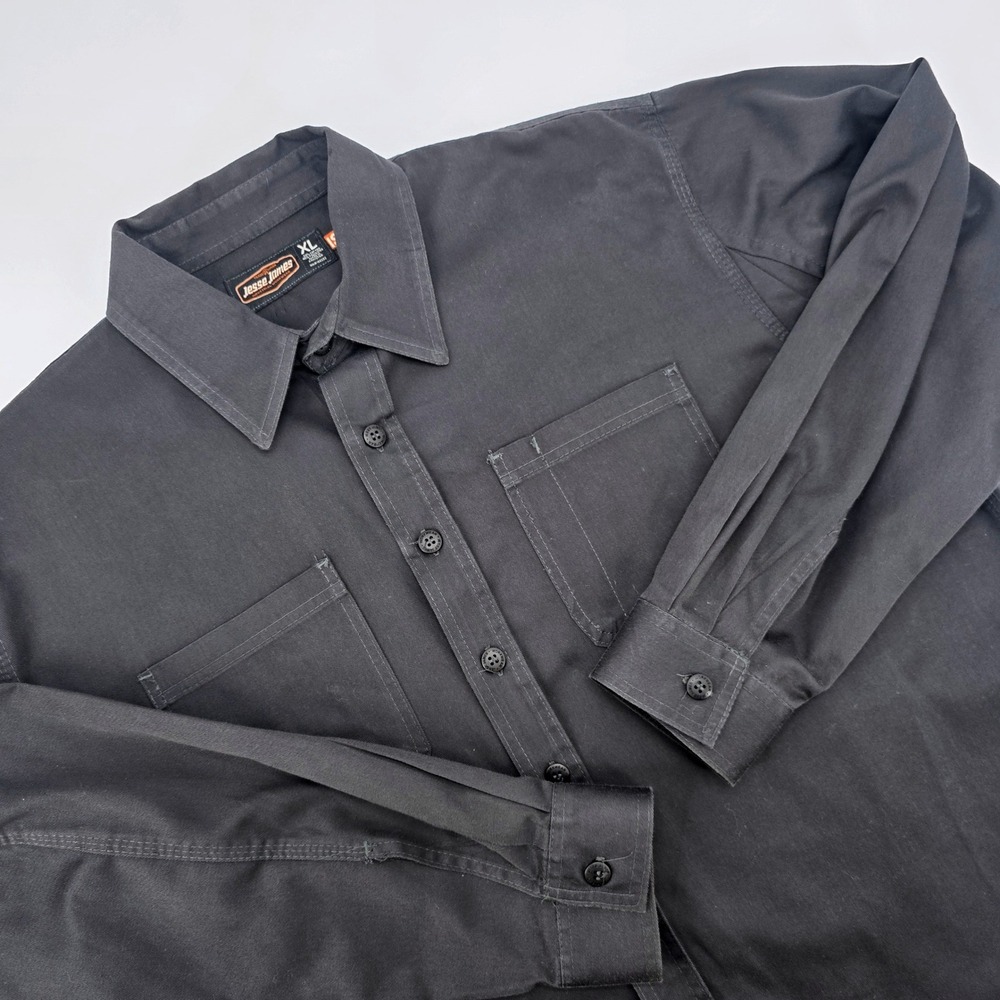 Jesse James Industrial Workwear Mens XL Black Long Sleeve Button Up Work Shirt